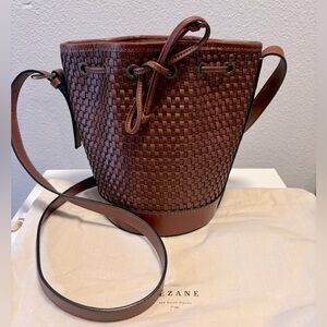 Sézane Mini Farrow bucket bag in woven chocolate